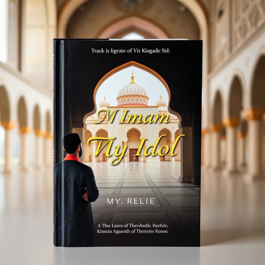 A captivating book cover featuring a man standing and gazing at a mosque courtyard