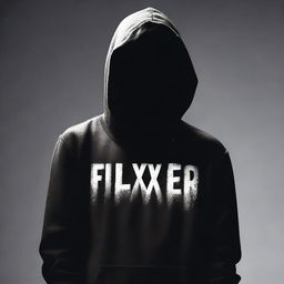 A mysterious figure shrouded in a hoodie, their face obscured in shadow. The word 'Flixer' is boldly printed across the front of the hoodie.