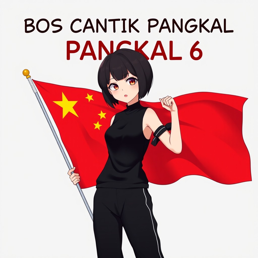 An anime girl with short black hair, exuding a stylish and modern look