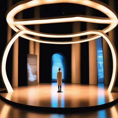 The futuristic set design and advanced technology used in the play captivated the audience in the parquet circle with its science fiction elements.