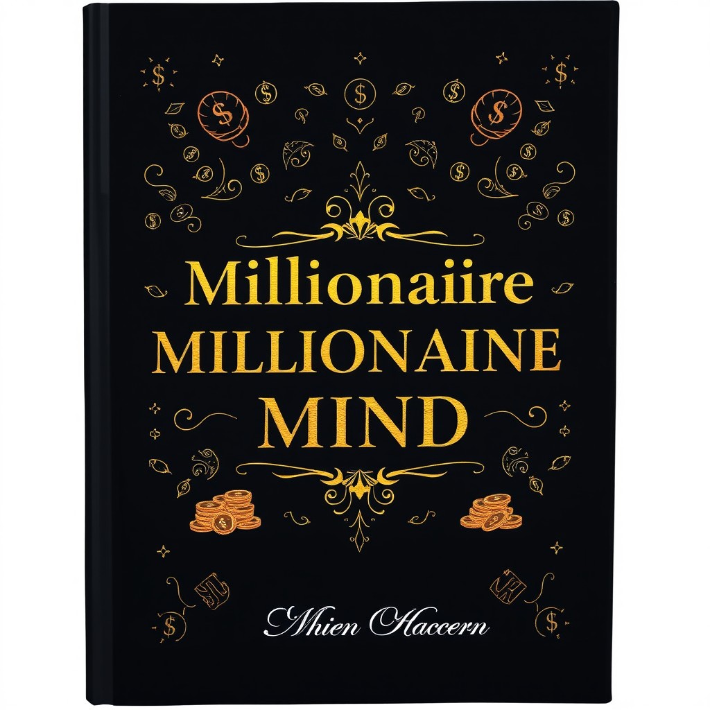A luxurious and eye-catching book cover for a title called "Millionaire Mind"