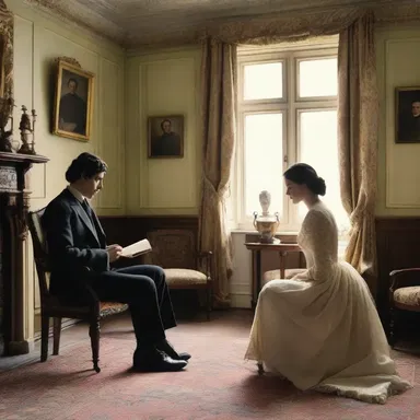 The protagonist of the novel was always found in the drawing room, engaging in meaningful conversations with the other characters.