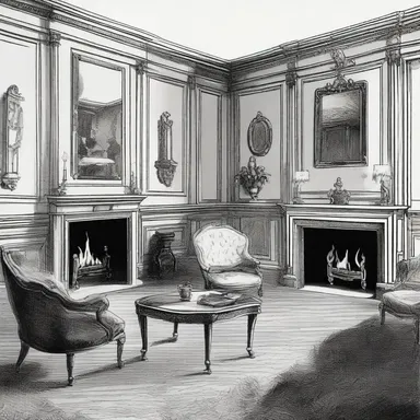In the comic strip, the drawing room was depicted with elegant furniture and a cozy fireplace, setting the stage for humorous conversations.