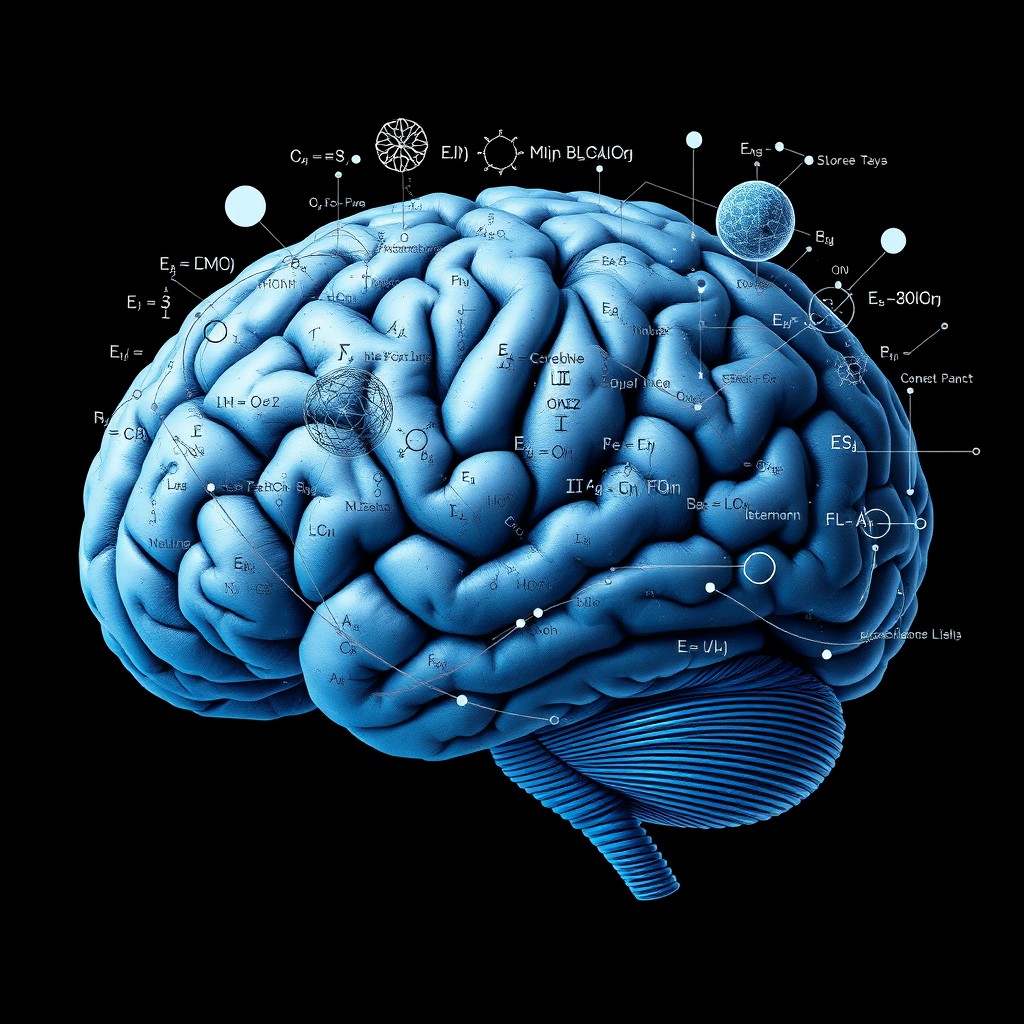 A highly detailed and realistic image of a human brain, set against a dark background to enhance contrast