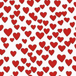 A cloth design featuring a pattern of red hearts against a milky white background.