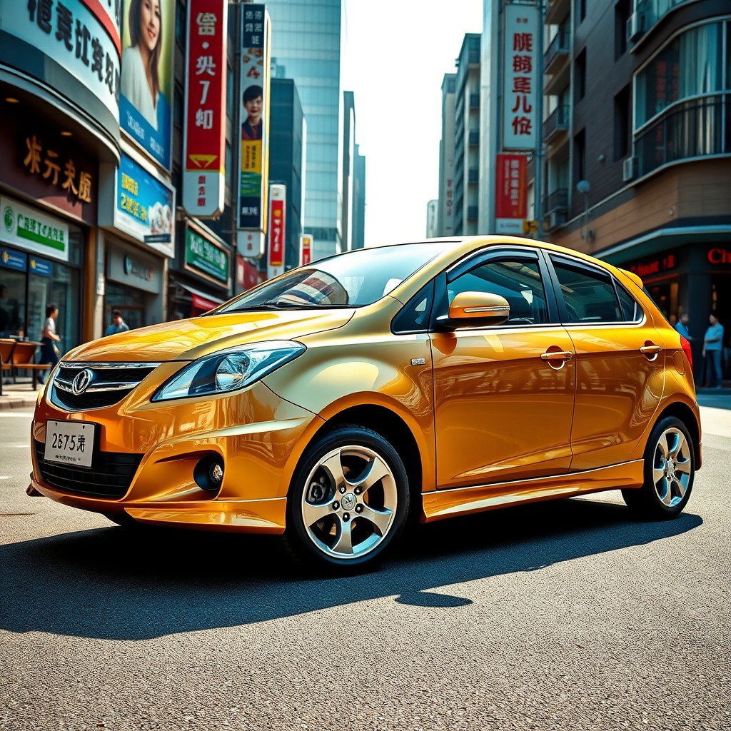A detailed and dynamic photograph of a 2008 Geely MK, featuring its sporty exterior design with sleek lines and a modern aesthetic