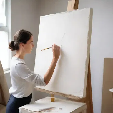 The artist prepared her canvas by applying multiple layers of gesso before starting the painting.
