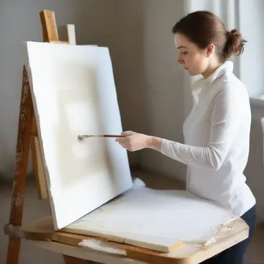 The artist prepared her canvas by applying multiple layers of gesso before starting the painting.