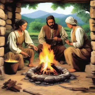 In ancient times, people would prepare food by building a fire and cooking over it, a practice that dates back centuries.