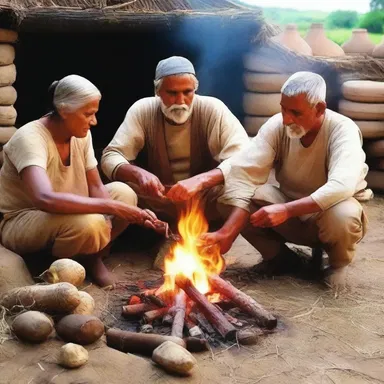 In ancient times, people would prepare food by building a fire and cooking over it, a practice that dates back centuries.