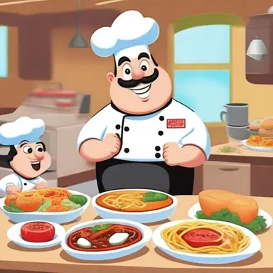 In the beloved animated show, the chef meticulously prepared a meal with all the fixings, bringing smiles to the faces of the cartoon characters.