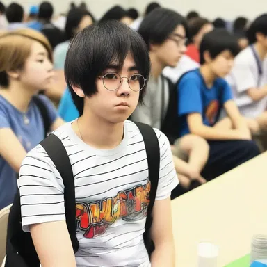 Although he was not a fan, he reluctantly attended the anime convention with his friends.