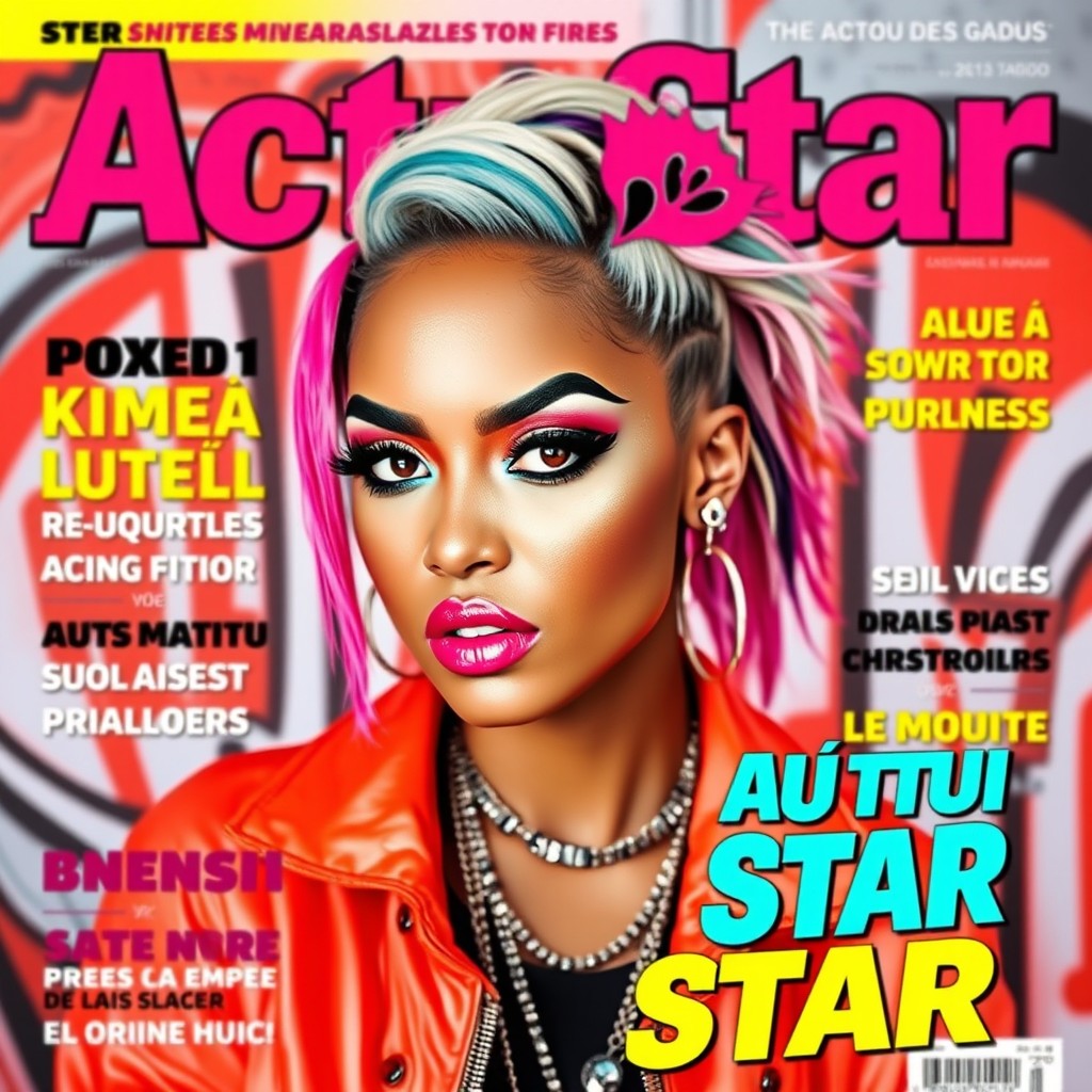 A stunning female rapper featured on the front cover of a magazine titled 'Actu Star'