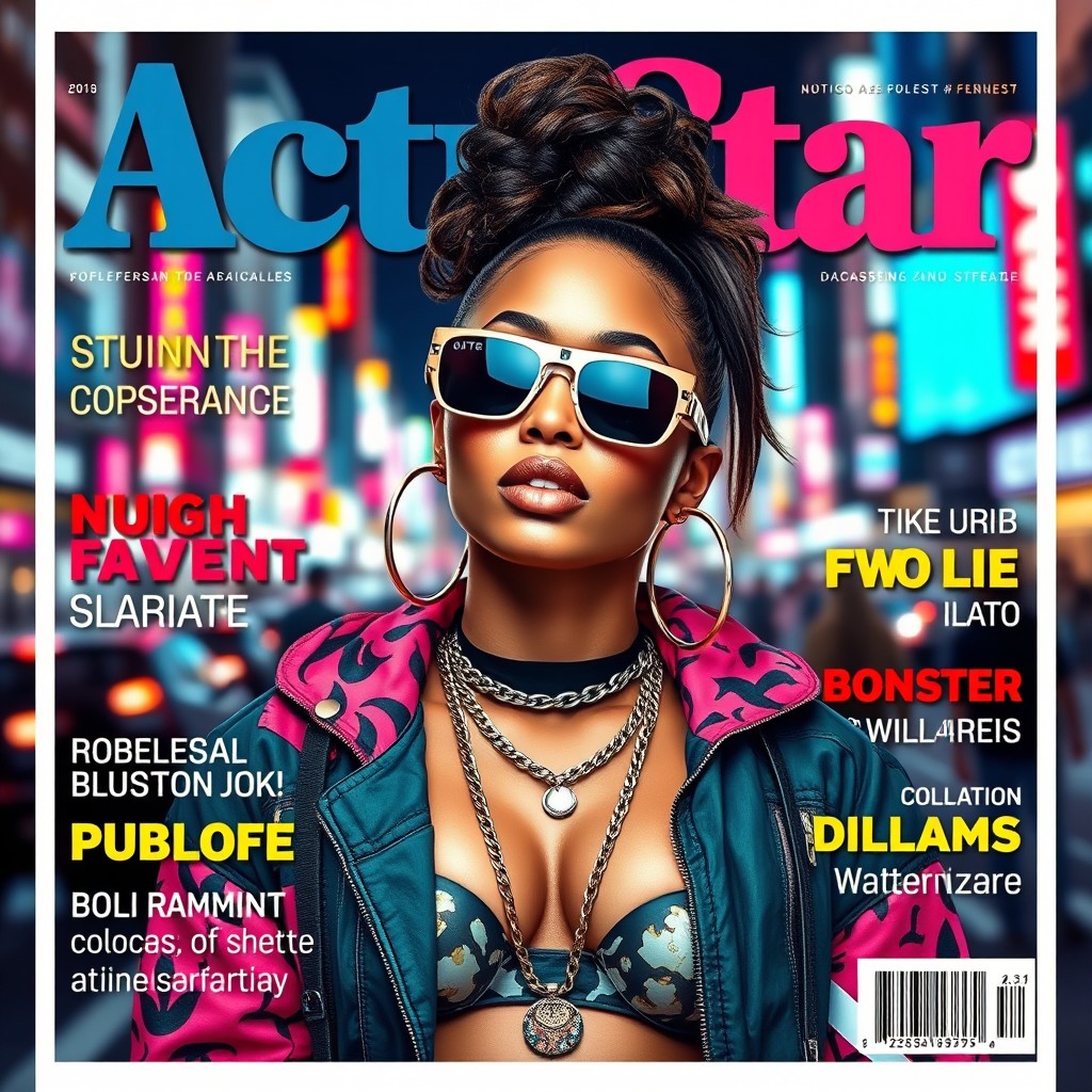 A stunning female rapper featured on the cover of a magazine titled 'Actu Star'