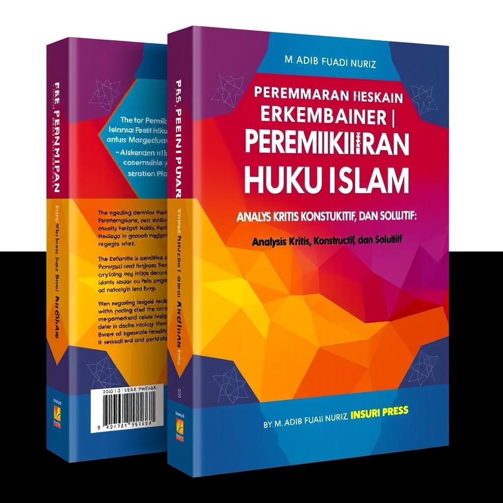 A book cover design for 'Perkembangan Pemikiran Hukum Islam Kontemporer: Analisis Kritis, Konstruktif, dan Solutif', authored by M