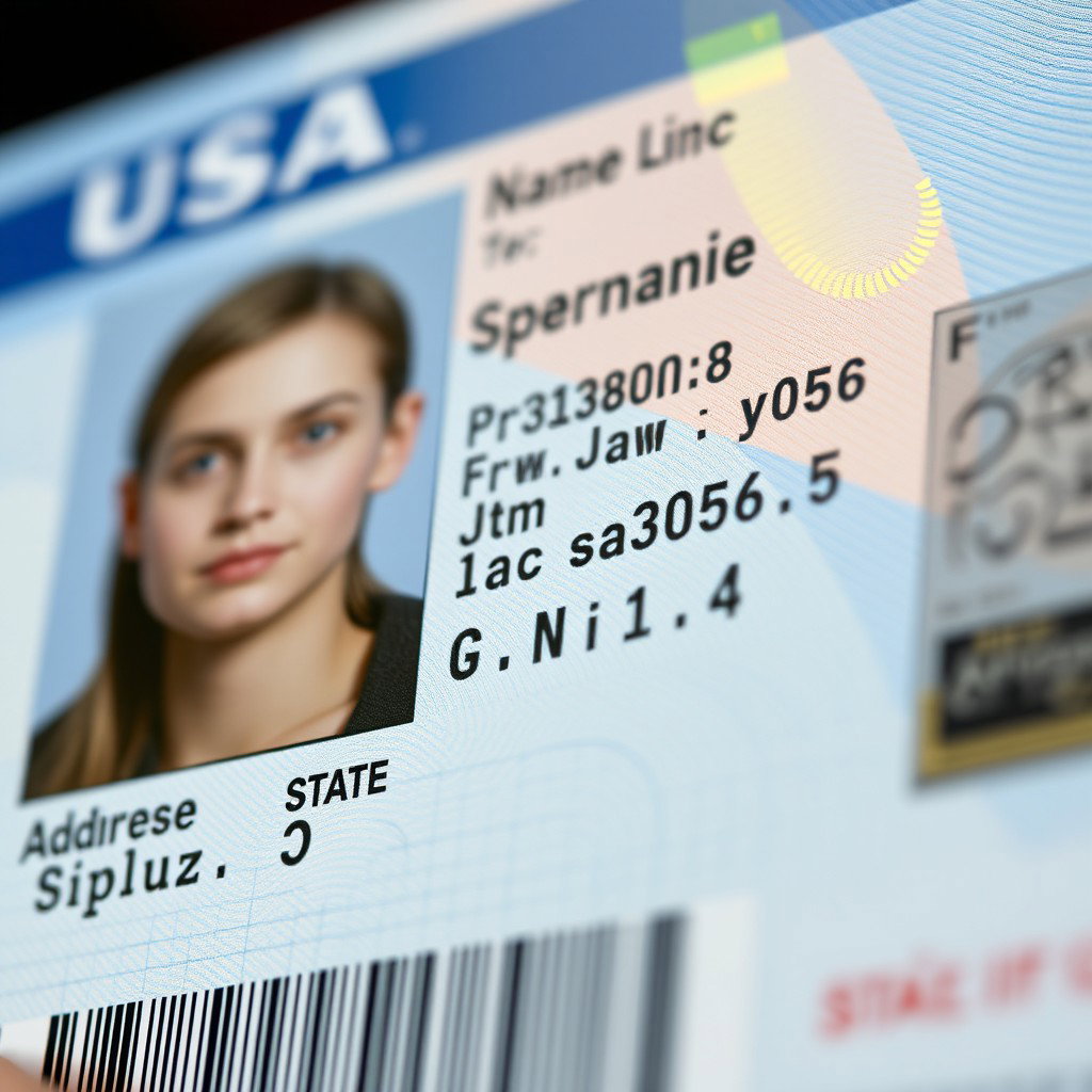 Close-Up of a Realistic USA Driver's License
