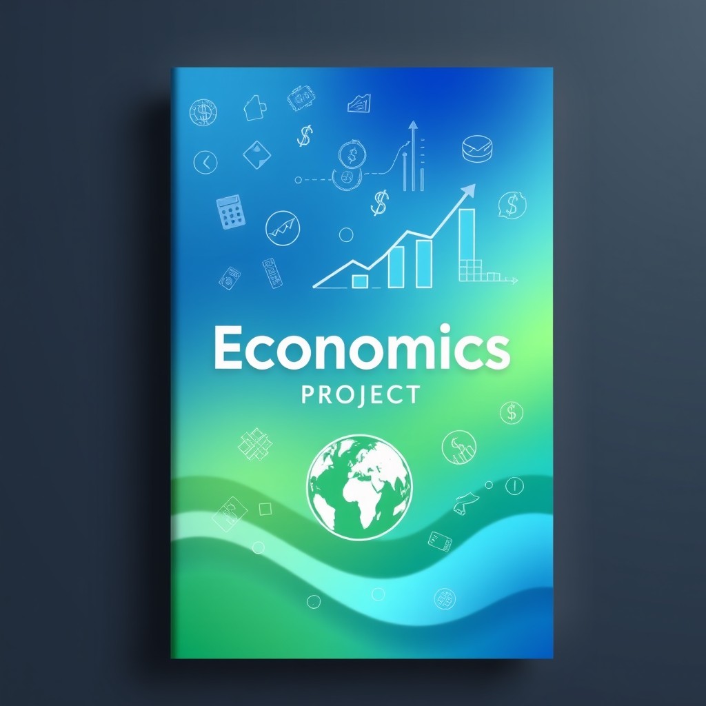 An A4 sized cover design for an economics project, visually appealing and professional