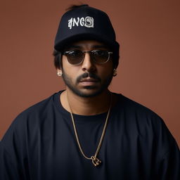 A detailed portrayal of MC Stan, the Indian rapper, capturing his unique style and energetic persona.