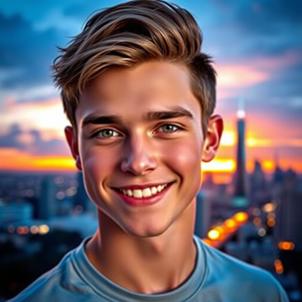 A young, extremely handsome person with striking features