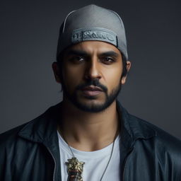 A detailed portrayal of MC Stan, the Indian rapper, capturing his unique style and energetic persona.