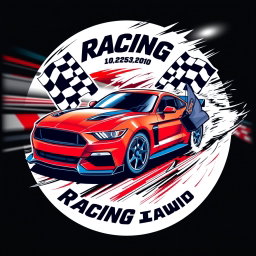 A striking design for a racing team T-shirt featuring a dynamic racing theme