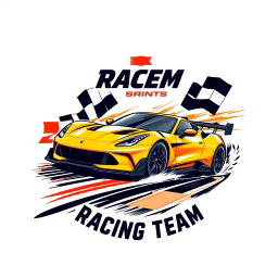 A modern and eye-catching design for a racing team T-shirt, inspired by contemporary driving trends
