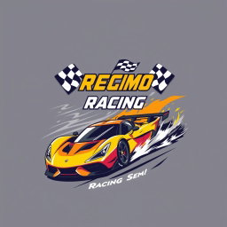 A modern and eye-catching design for a racing team T-shirt, inspired by contemporary driving trends