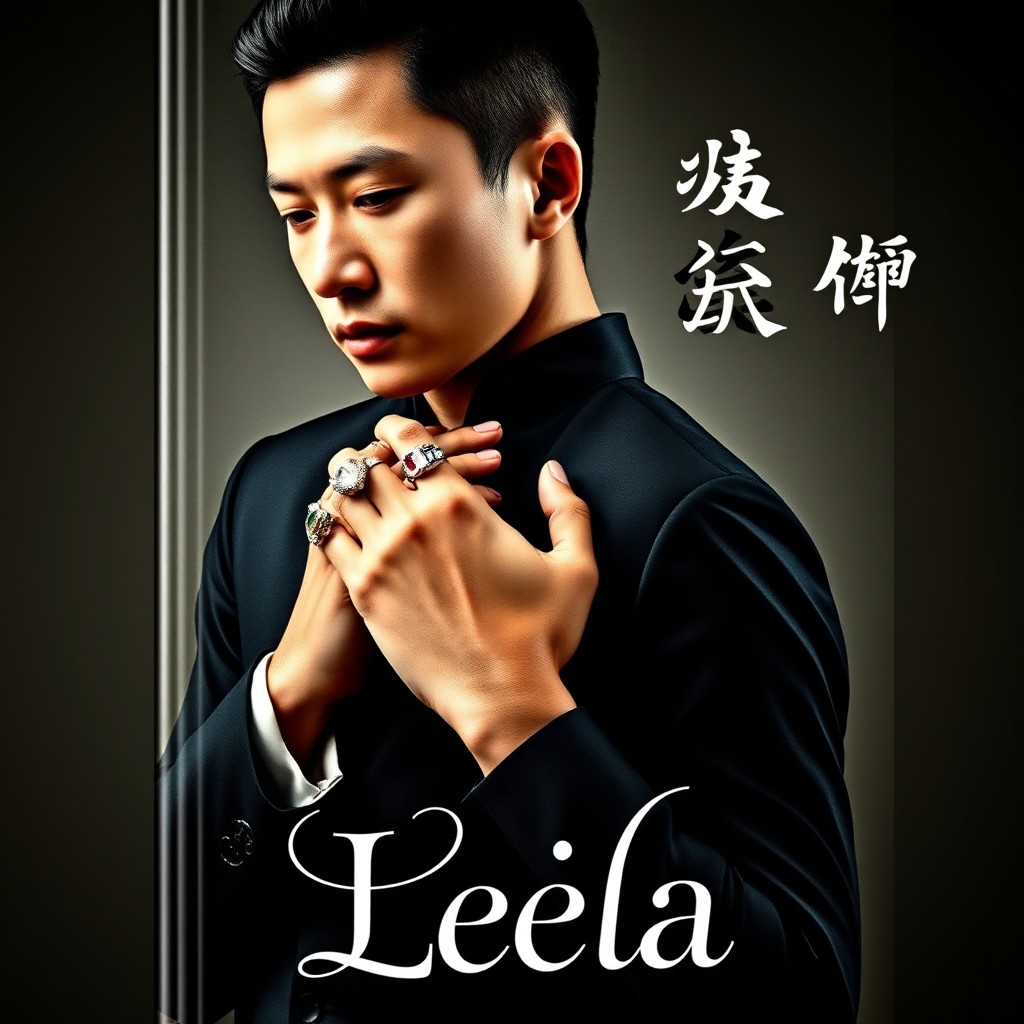 A dramatic book cover featuring Lingcheng standing behind Thanom, with Lingcheng's hand playfully caressing Thanom's neck