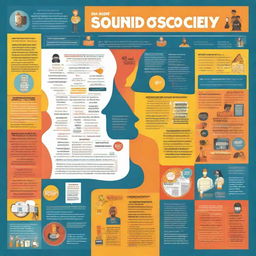 Graphic poster illustrating the diverse roles of sound in society, showcasing different sound-centric occupations and daily activities, with the phrase 'The Sound of Society' as the main tagline.