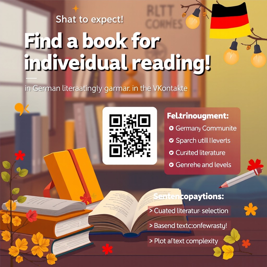 A visually appealing poster featuring a modern and engaging design theme focused on promoting a reading community for German literature