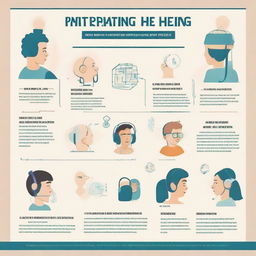 Informative poster displaying the steps for proper hearing care. Include illustrations of ears, sound waves, protective gear, and safe listening practices with the headline 'Preserving the Sound of Life'.