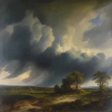 The painting depicted a haunting premonition of a storm that would devastate the countryside.