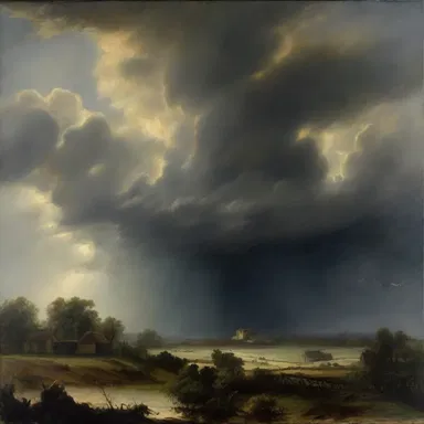 The painting depicted a haunting premonition of a storm that would devastate the countryside.