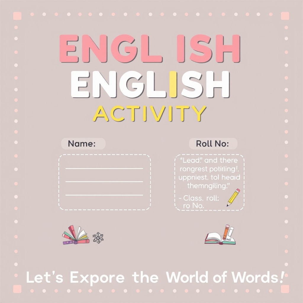 Create a visually appealing English activity page design featuring the title 'ENGLISH ACTIVITY' in bold, eye-catching typography