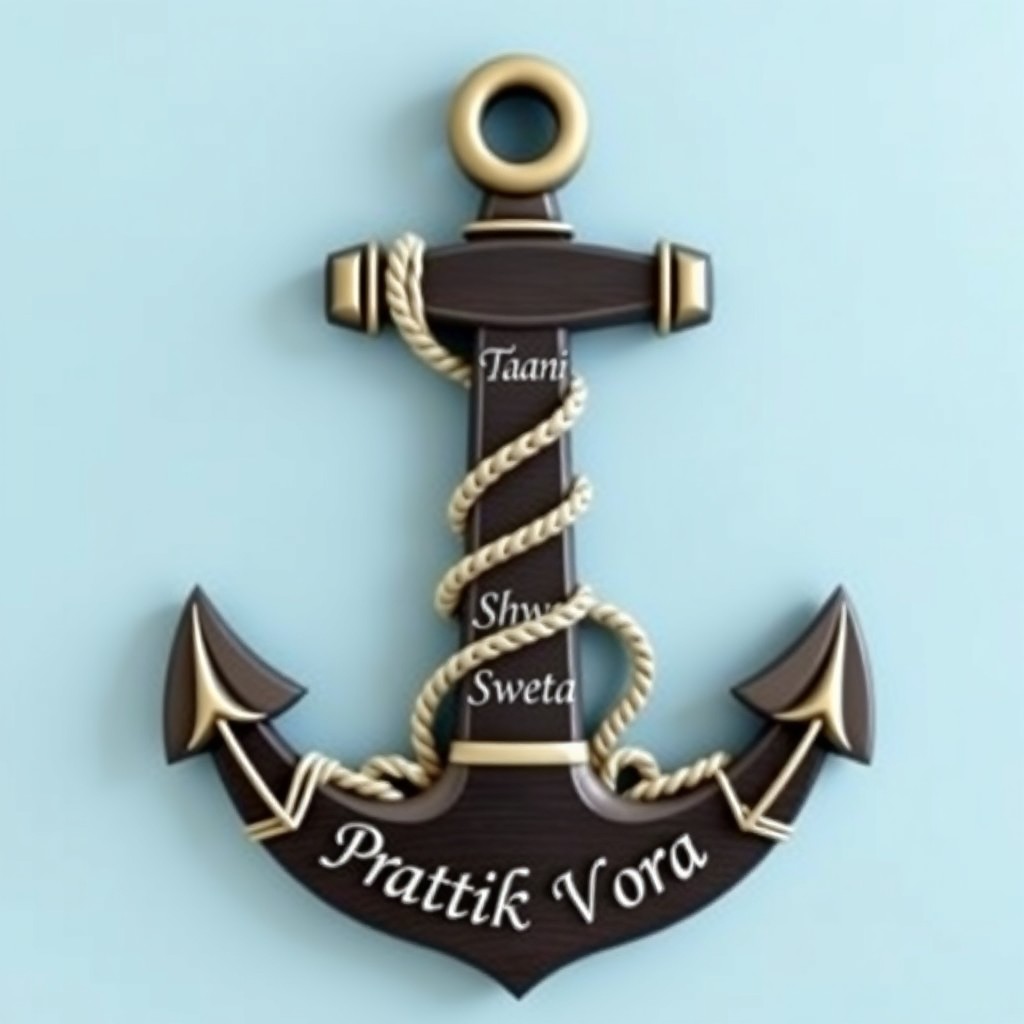 A beautifully designed nameplate resembling an anchor