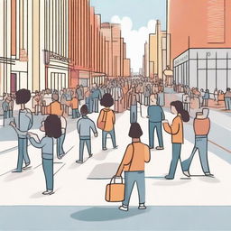 Cartoon-style illustration emphasizing importance of sound in society, portraying daily life scenes like concerts, audible crosswalk signals, and heartbeats with character reactions to highlight their significance.