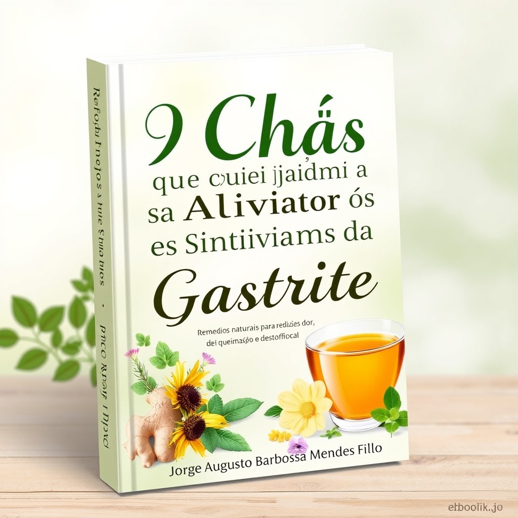 A beautifully designed eBook cover for '9 Chás que Ajudam a Aliviar os Sintomas da Gastrite'