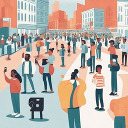 Cartoon-style illustration emphasizing importance of sound in society, portraying daily life scenes like concerts, audible crosswalk signals, and heartbeats with character reactions to highlight their significance.