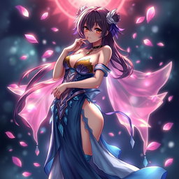 A visually striking and artistic representation of a sexy anime character in an enticing yet elegant pose, embodying the essence of allure and fantasy