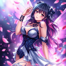 A visually striking and artistic representation of a sexy anime character in an enticing yet elegant pose, embodying the essence of allure and fantasy