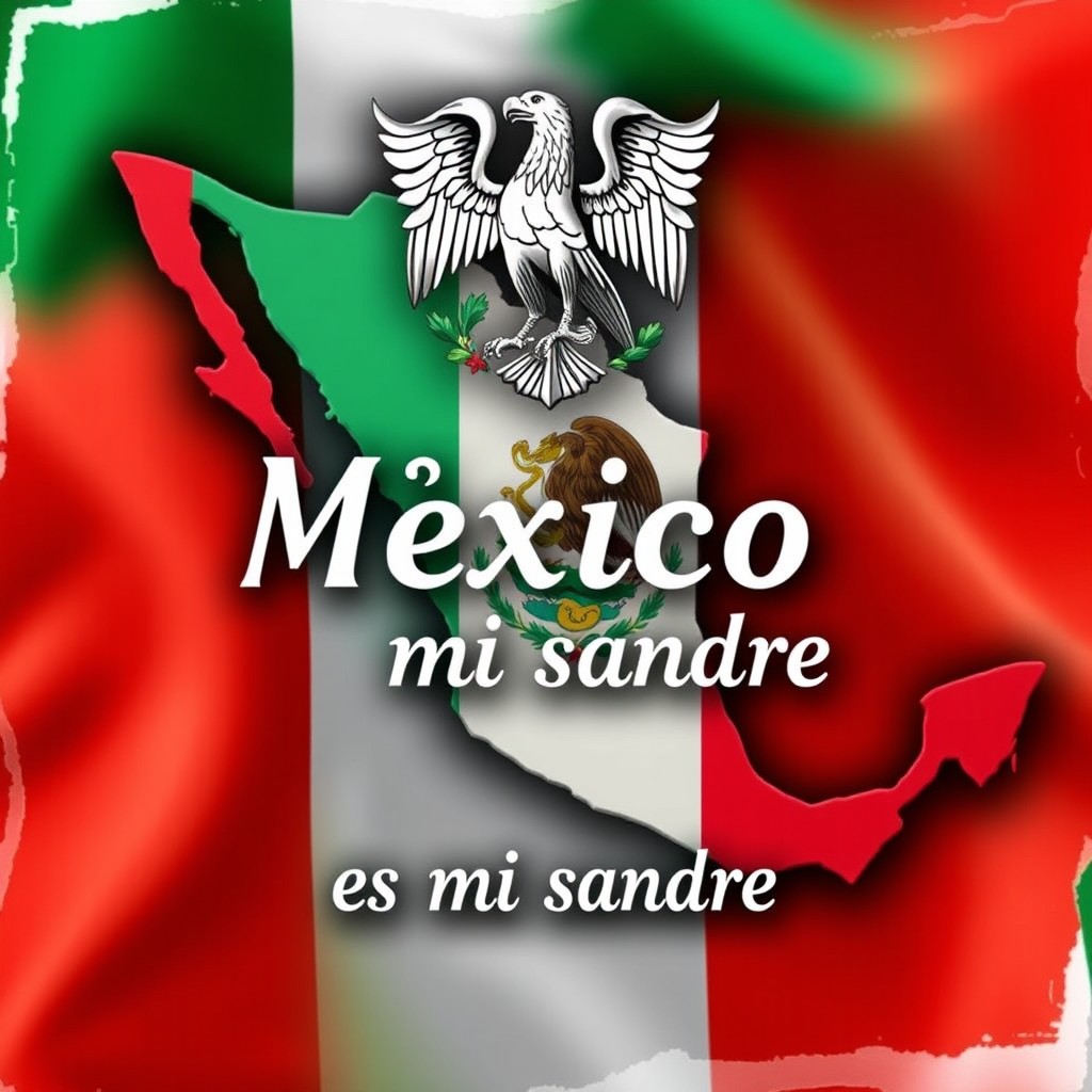 An artistic representation that combines a map of Mexico with the Mexican flag