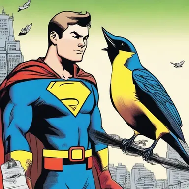In the comic book series, the superhero can communicate with a warbler bird.