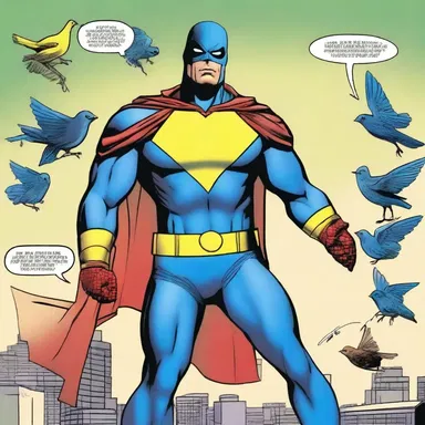 In the comic book series, the superhero can communicate with a warbler bird.