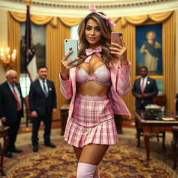 A captivating 18-year-old Arabic woman with a slim, curvy figure, featuring large breasts, a tiny waist, and very wide hips