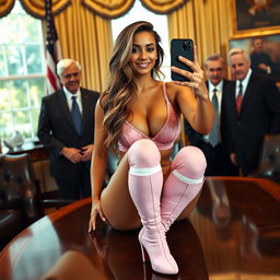 A striking 18-year-old Arabic woman with a slender, curvy figure, characterized by large breasts, a tiny waist, and very wide hips