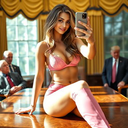 A striking 18-year-old Arabic woman with a slender, curvy figure, characterized by large breasts, a tiny waist, and very wide hips