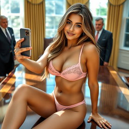 A beautiful 18-year-old Arabic woman with a slender, curvy figure featuring large breasts, a tiny waist, and very wide hips