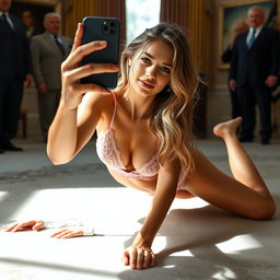 A stunning 19-year-old Arabic woman with an elegant and slender physique, featuring thin breasts, a tiny waist, and very wide hips