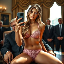 A captivating 19-year-old Arabic woman with a gorgeous and slender physique, featuring thin breasts, a tiny waist, and very wide hips