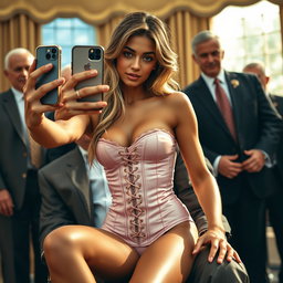 A breathtaking 19-year-old Arabic woman with an exquisite slim figure, featuring thin breasts, a tiny waist, and very wide hips